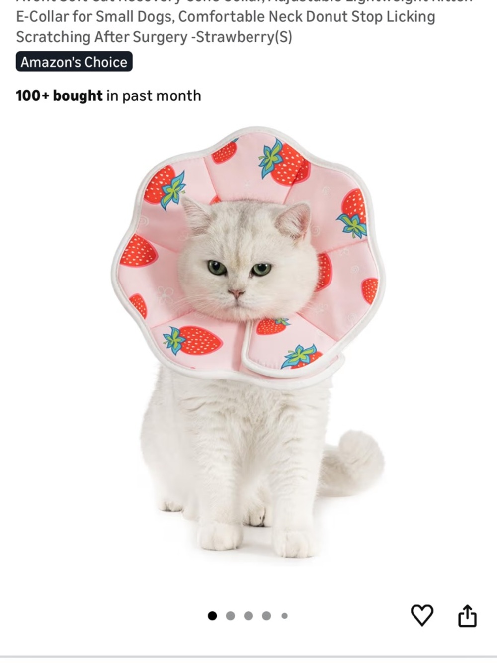 Amazon Pink Strawberry Print Cat Recovery Collar